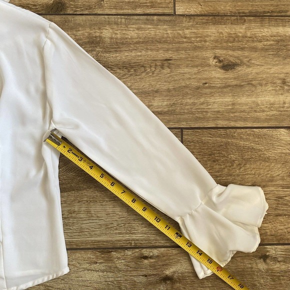 Vintage Ruffle White Blouse Top Ultra-Sexy Hippie Retro size 8 - Picture 6 of 15